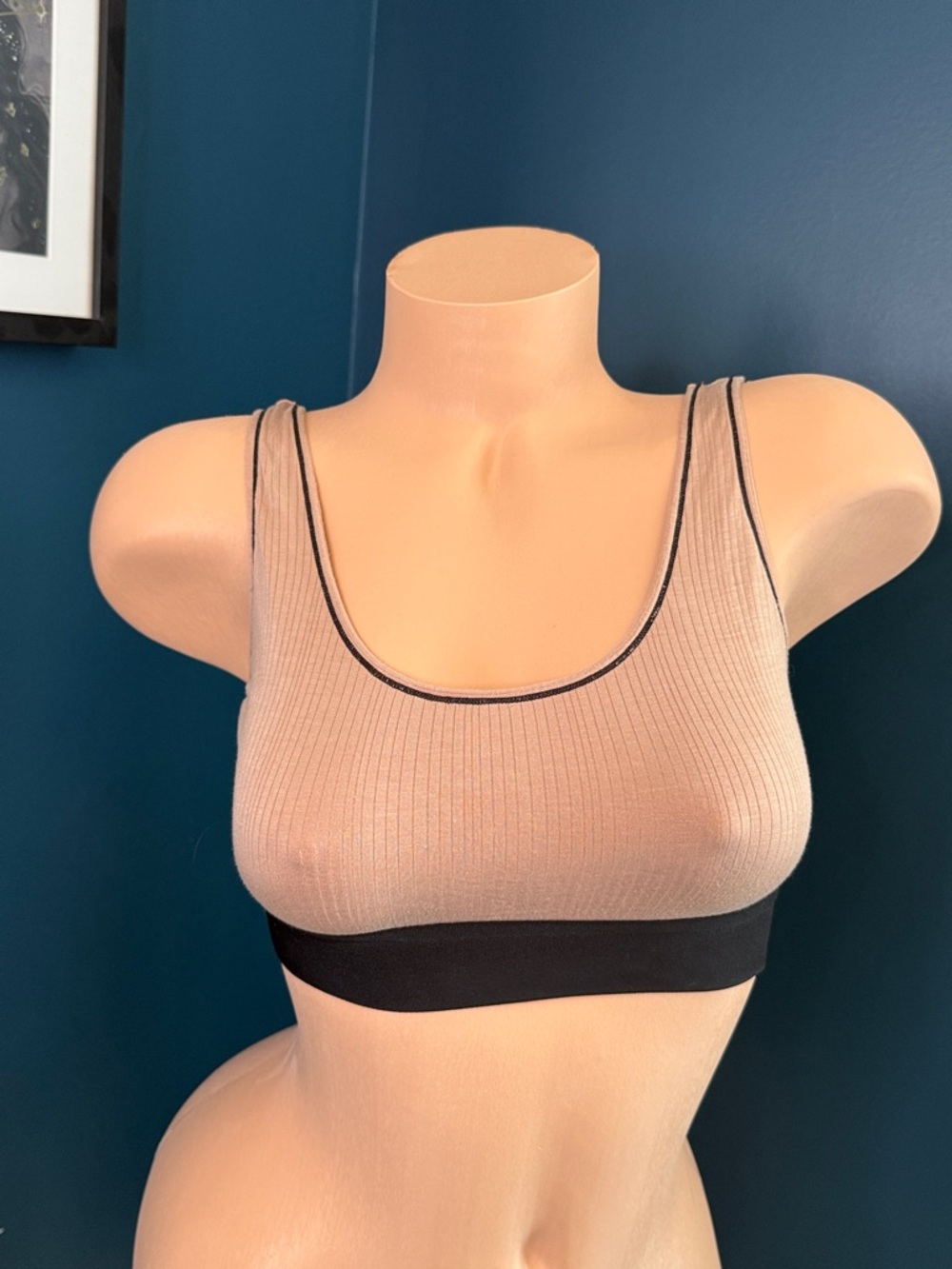 Negative Underwear Whipped Collection Bralette - Nude w Black Trim - Size 2 (S)
